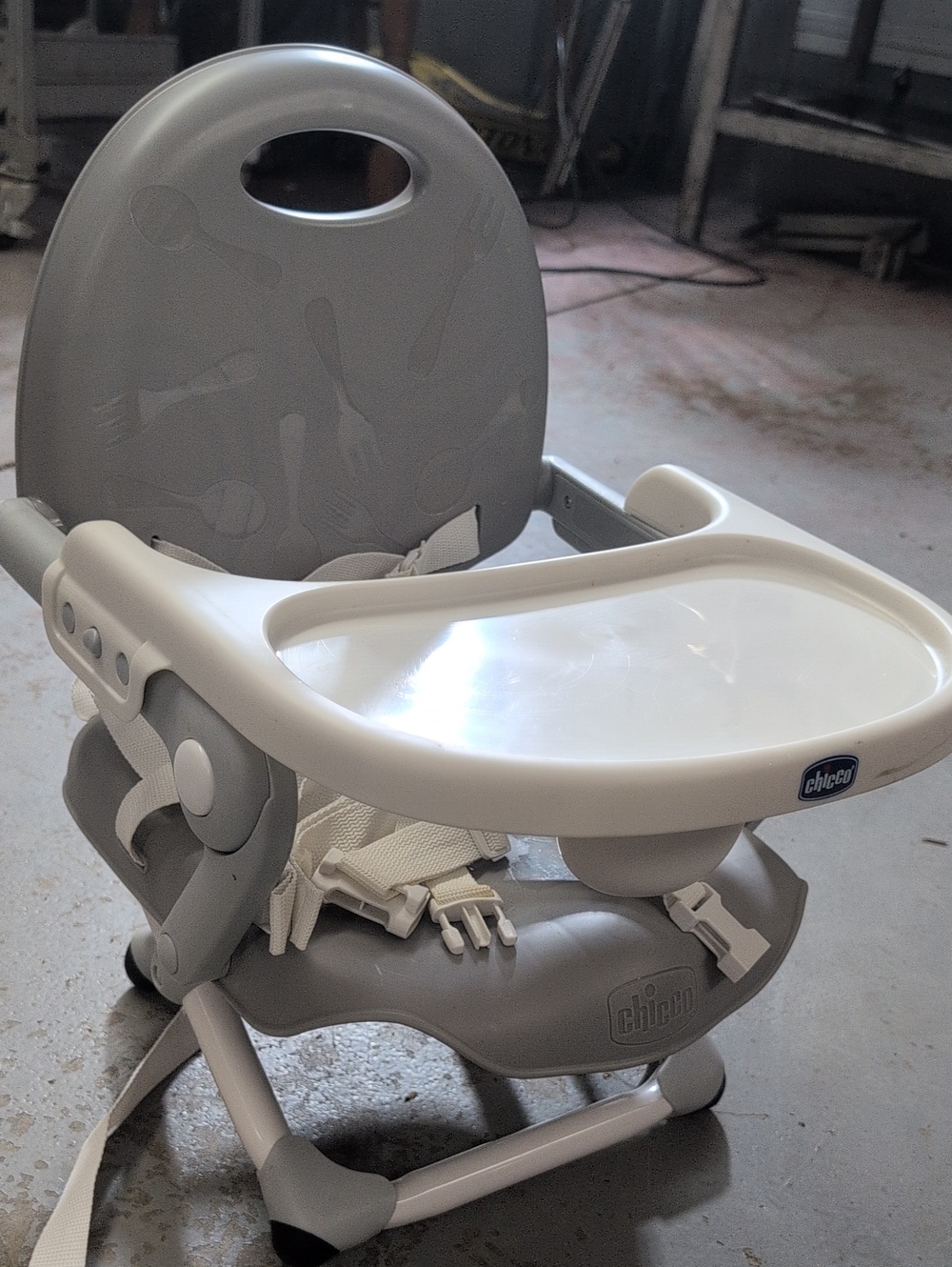 Chicco Gray & White Baby Booster Seat with Removable Tray